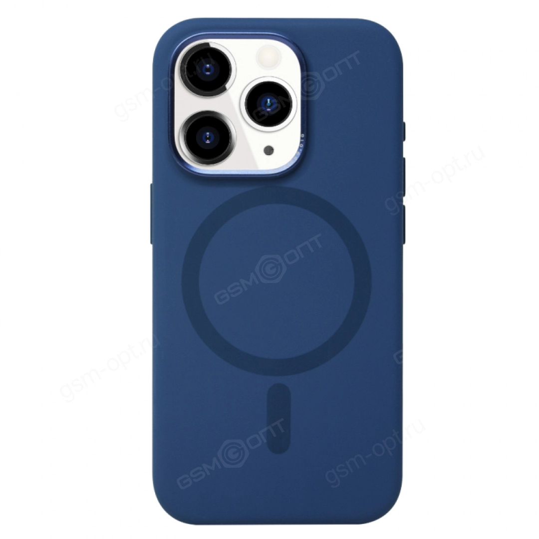 Чехол для iPhone 15 Pro TKNY Silicone Case, MagSafe, силиконовый с  магнитом, темно-синий