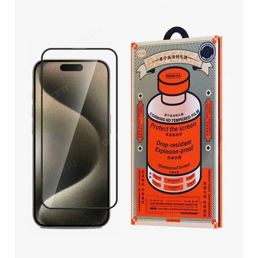 Купить Защитное стекло Remax для iPhone 14, iPhone 13, iPhone 13 Pro,  Corning HD Tempered Film, GL-83, черный с доставкой по России от двух дней  и оплатой при получении от 320 рублей