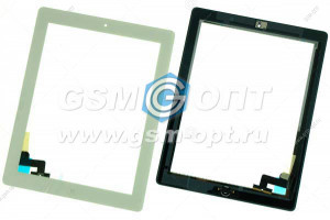 Тачскрин для iPad 2 (2011) белый, с кнопкой HOME, AAA