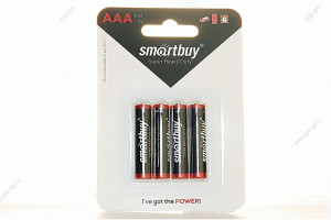 Батарейка солевая AAA, Smartbuy, R3/4B,  4шт в блистере