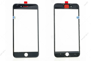 Стекло дисплея для переклейки для iPhone 7 Plus черный (в рамке) AAA