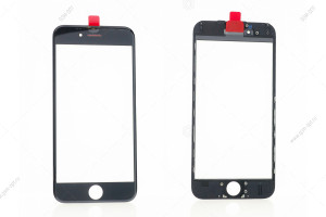 Стекло дисплея для переклейки для iPhone 6 черный, в рамке + OCA