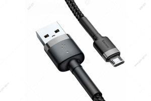 Кабель USB Baseus Cafule Micro-USB, 1м, двусторонний Micro-USB, черный-серый