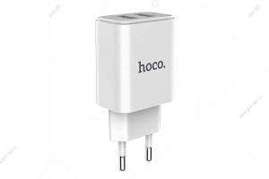 Сетевая зарядка USB Hoco C62A Victoria 2 порта USB 2.1A, белый