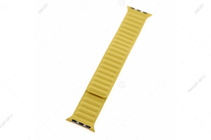 Кожаный магнитный ремешок Apple Watch 38мм/ 40мм  #01 желтый