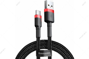 Кабель USB Baseus Cafule Type-C, 1м, черный-красный