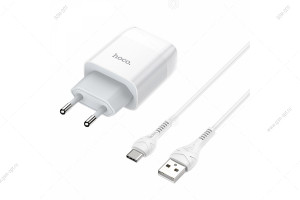Сетевая зарядка USB Hoco C72A, Glorious, 2.1A, с кабелем Type-C, 1м, белый