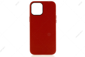 Чехол для iPhone 12 Pro Max Leather Case, кожаный, перфорированый, красный