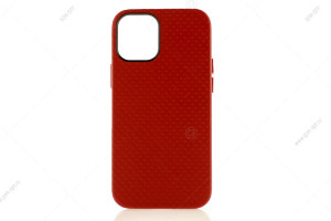 Чехол для iPhone 12 Mini Leather Case, кожаный, перфорированый, красный