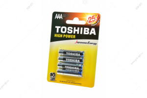 Батарейка алкалиновая AAA, Toshiba High power, LR03-4BL, 4шт в блистере