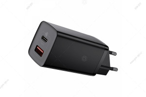 Сетевая зарядка Baseus GaN2 Lite QC4.0 Type-C+USB-A, 65W, черный