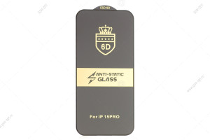 Защитное стекло 6D для iPhone 15 Pro, черный