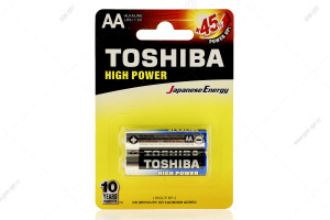 Батарейка алкалиновая AA, Toshiba High power, LR6-2BL, 2шт в блистере