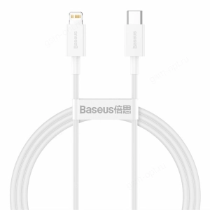 Кабель Type-C - Lightning для Apple Baseus Superior, PD20W, 1м, белый
