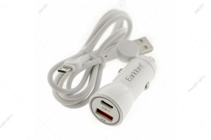 Автомобильная зарядка USB, Type-C Earldom, ES-CC12, PD20W, с кабелем Micro, белый