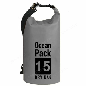Водонепроницаемая сумка-баул (гермомешок) Ocean Pack 15L #08 серый