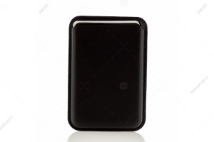 Чехол магнитный для банковских карт Leather Wallet, MagSafe, IC, премиум, кожзам, черный