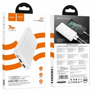 Внешний аккумулятор Power Bank Hoco J91, 10000mAh, 2 USB, белый