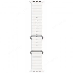 Ремешок силиконовый для Apple Watch 49мм, 45мм, 44мм, Ocean, ребристый с пряжкой, белый