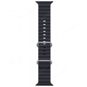 Ремешок силиконовый для Apple Watch 49мм, 45мм, 44мм, Ocean, ребристый с пряжкой, темно-синий
