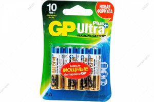 Батарейка алкалиновая AA, GP Ultra Plus, LR06/4B, 4шт в блистере