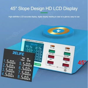 Зарядная станция Relife RL-309AW, 6USB + 2 Type-C + Magnetic Wireless Fast Charging с дисплеем