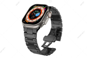 Браслет металлический для часов Apple Watch 42мм/ 44мм/45мм, G-Shok, черный