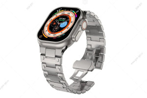Браслет металлический для часов Apple Watch 42мм/ 44мм/45мм, G-Shok, серебристый