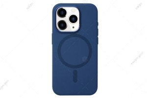 Чехол для iPhone 15 Plus Bucksuiti Silicone Case, MagSafe, силиконовый с магнитом #03 темно-синий