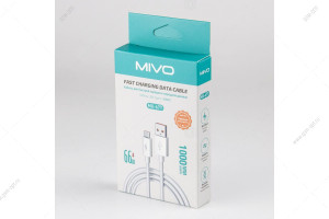 Кабель USB Mivo MX-67T Type-C, быстрая зарядка 66W, силиконовый, 1м, белый