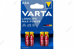 Батарейка алкалиновая AAA, Varta Longlife Max Power, LR03-4BL, 4шт в блистере