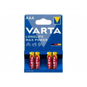 Батарейка алкалиновая AAA, Varta Longlife Max Power, LR03-4BL, 4шт в блистере