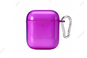 Чехол силиконовый для AirPods 2 TPU, прозрачный #14 пурпурный