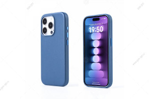 Чехол Leather Case для iPhone 15 экокожа, темно-синий