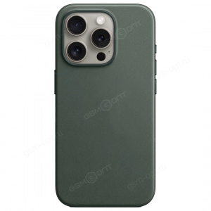 Кожаный чехол для iPhone 15 Leather Case, MagSafe, темно-зеленый