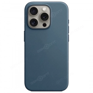 Кожаный чехол для iPhone 15 Pro Leather Case, MagSafe, темно-синий
