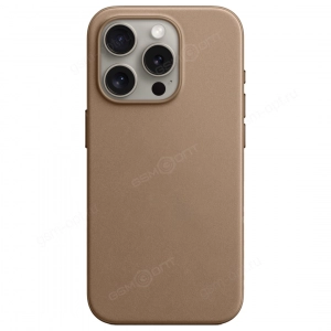Кожаный чехол для iPhone 15 Pro Leather Case, MagSafe, коричневый