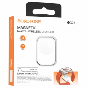 Беспроводная зарядка Borofone BQ25 для часов Apple Watch 1-9, SE/ SE2, Ultra/ Ultra2, серебристый
