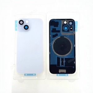 Задняя крышка G+OCA Pro для iPhone 15 в сборе со стеклом камеры и магнитом, голубой, КО