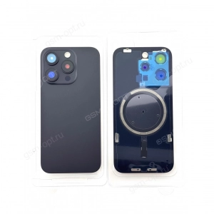 Задняя крышка G+OCA Pro для iPhone 15 Pro в сборе со стеклом камеры и магнитом, черный, КО