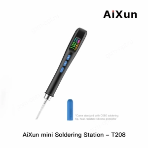 Портативный паяльник AiXun mini Soldering Station - T208, питание Type-C (в комплекте 1 жало, C080)
