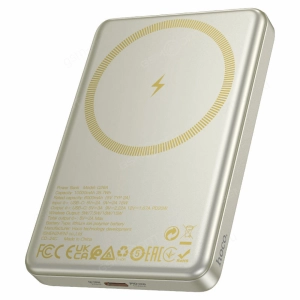 Внешний аккумулятор Power Bank Hoco Q26A, 10000mAh, PD20W, с беспроводной зарядкой MagSafe, золото