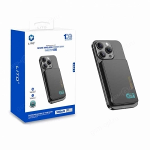 Внешний аккумулятор Power Bank LITO 5000mAh, MagSafe, 15W, LP07, черный