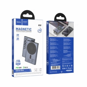 Внешний аккумулятор Power Bank Hoco Q32 Bird, 5000mAh, PD20W, с беспроводной зарядкой MagSafe, серый
