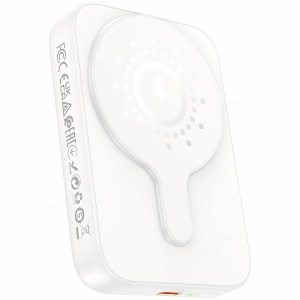 Внешний аккумулятор Power Bank Hoco J117A, 10000mAh, PD20W, с беспроводной зарядкой MagSafe, белый