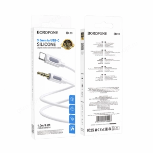 Кабель AUX Type-C на jack 3.5мм Borofone BL-20, 1м, белый