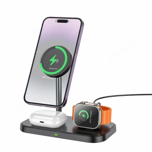 Беспроводная зарядка Borofone BQ29, 3в1 для iPhone, iWatch, Airpods, черный