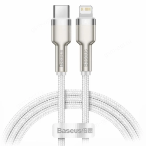 Кабель Type-C - Lightning для Apple Baseus Cafule Metal, PD20W, 1м, белый
