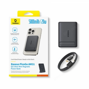 Внешний аккумулятор Power Bank Baseus PicoGo AM31, 5000mAh 20W, MagSafe, черный